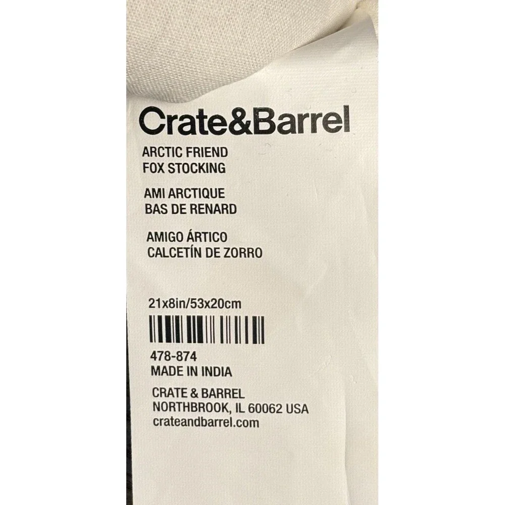 Crate & Barrel Arctic Friend Fox Christmas Stocking by Joan Anderson 21